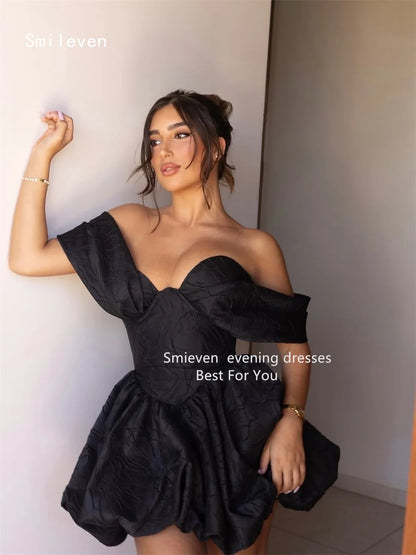 Smileven Luxury Noval A Line Evening Dress Off The Shoulder Formal Prom Dresses Sexy Short Party Gowns Customized 2026