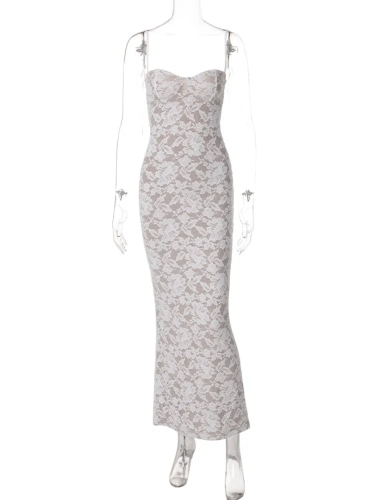 Women's Sexy Lace Splicing Strap Backless Dress Fashionable Slim Suspender Hip Covering Long Slit Female Nightclub Dresses 2026