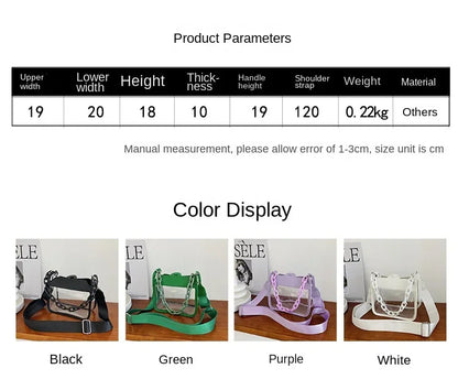 Clear Crossbody Bag for Women PVC Transparent Single Shoulder Chain Portable Messenger Bags Small Square  Satchel Bag Girls Gift