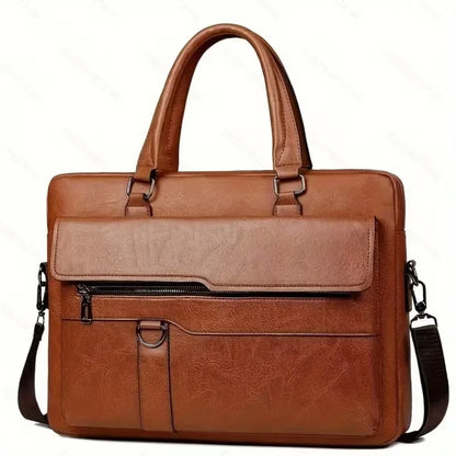 PU Business Briefcase - A Lightweight Cross-body Bag with Ample Capacity, Perfect for Daily Commuting.