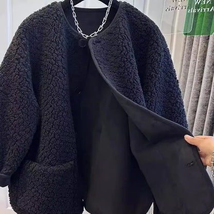 Women Winter Woolen Coat 2026 Spring Single Breasted Loose Female Long Sleeve Jacket Office Lady Street Short Coats