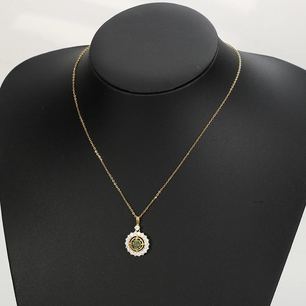 1ct Green Moissanite Necklace Gold Plated S925 Silver with Certificate Passed Diamond Test Necklace Women Jewelry Gift