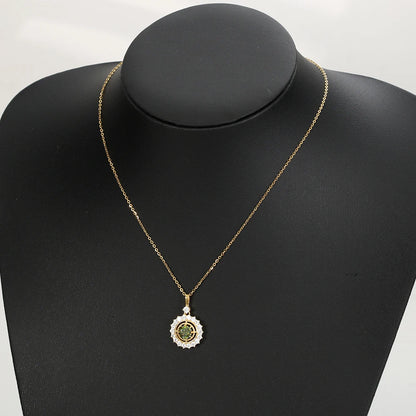 1ct Green Moissanite Necklace Gold Plated S925 Silver with Certificate Passed Diamond Test Necklace Women Jewelry Gift