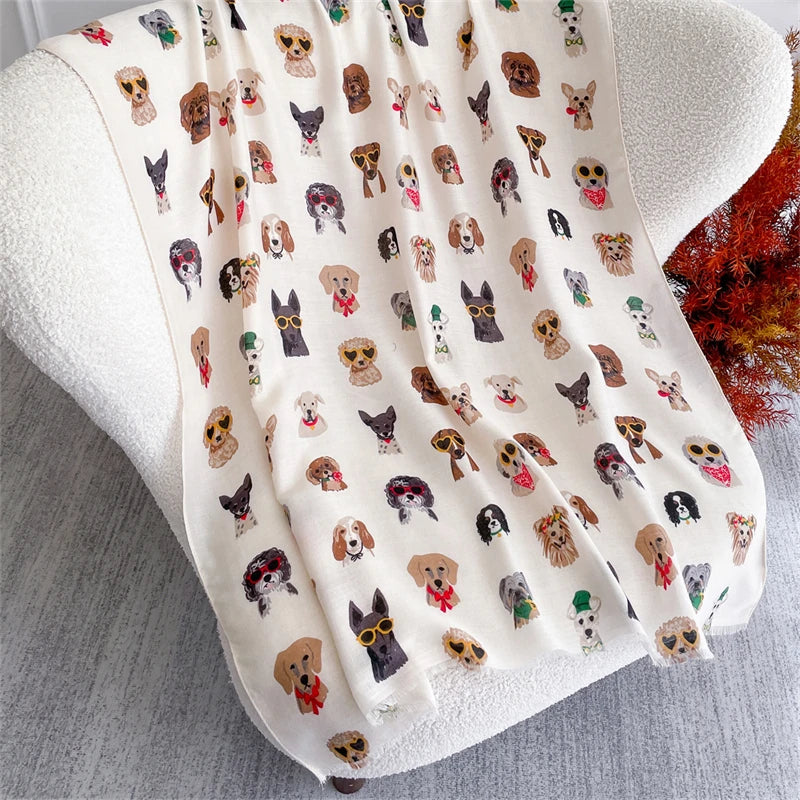 Autumn and Winter Travel Warm Cashmere Shawl Scarf Fashion Women Cat Print Pashmina Blanket Wraps Female Cute Poncho Bufanda