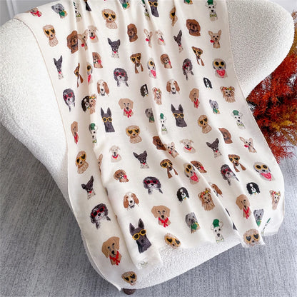 Autumn and Winter Travel Warm Cashmere Shawl Scarf Fashion Women Cat Print Pashmina Blanket Wraps Female Cute Poncho Bufanda