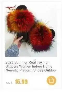 Real Raccoon Fur Slippers For Women 2026 Summer Fluffy Indoor House Fuzzy Flat Slides Outdoor Fashion Beach Sandals Flip Flops
