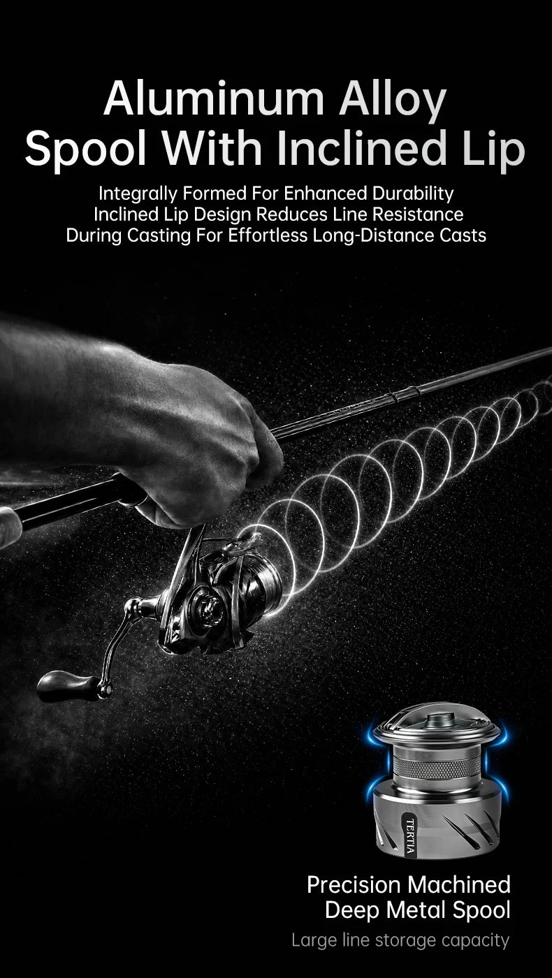 Kingdom TERTIA Spinning Fishing Reel Ultra-Long Casting 1000-5000 Max Drag 15KG 8+1 BB 5.2:1 Freshwater Saltwater Fishing