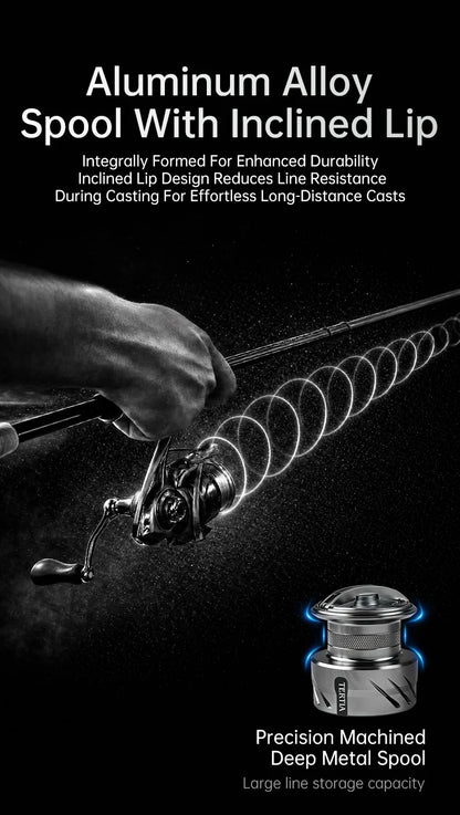 Kingdom TERTIA Spinning Fishing Reel Ultra-Long Casting 1000-5000 Max Drag 15KG 8+1 BB 5.2:1 Freshwater Saltwater Fishing