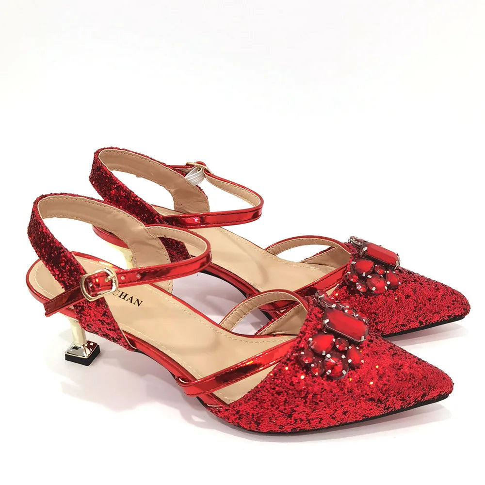 Venus Chan 2022 Nigerian Fashionable Silver Color Peep Toe Shoes Matching Bag Set For Royal Ladies Wedding Party Sandal