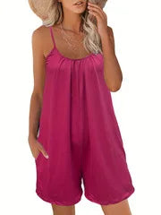 Playsuits Women Jumpsuits 2026 New Summer Linen Single Shorts Tights, Jumpsuits Beach Vacation Rompers Women's Clothing