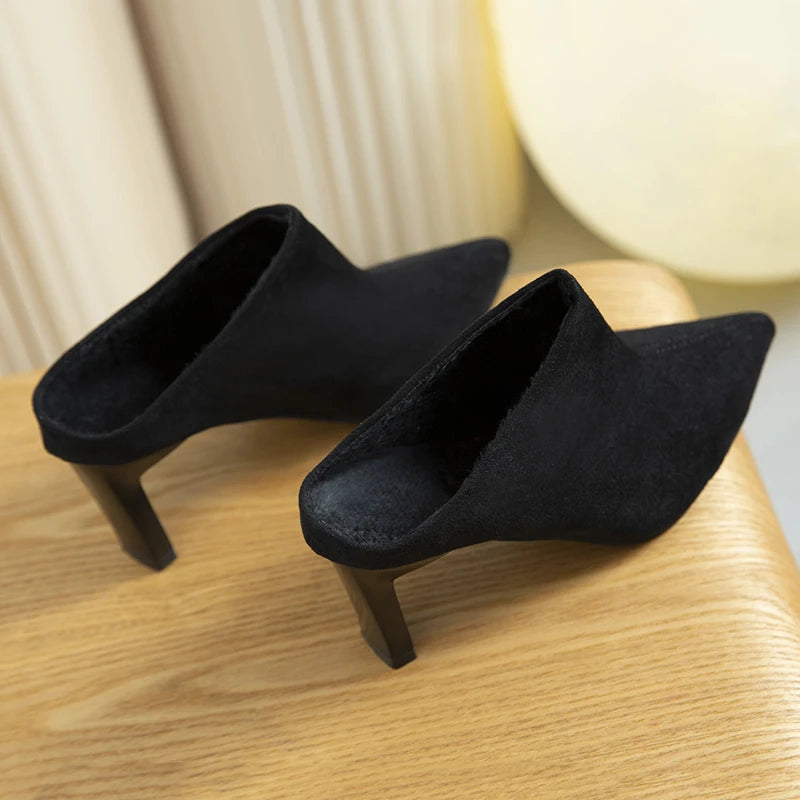 2022 Spring Summer Women Designer Shoes Pointed Toe Mules Slippers Ladies Luxury Brand High Heel Sandals