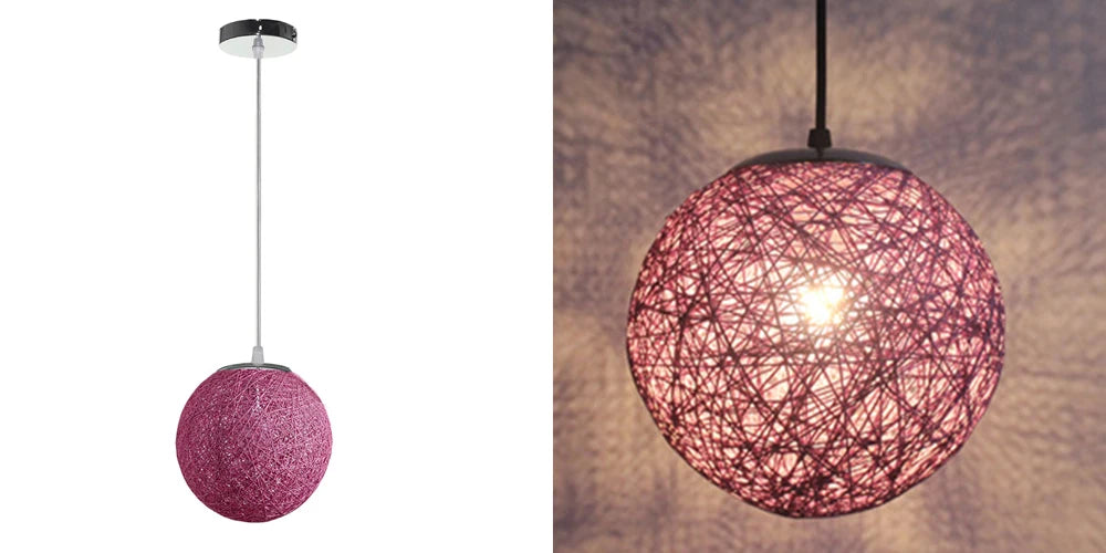 Nordic Hand-woven Rattan Pendant Lights Ceiling Chandelier Modern Hanging Lamps Restaurant Living Room Kitchen Lighting Fixtures