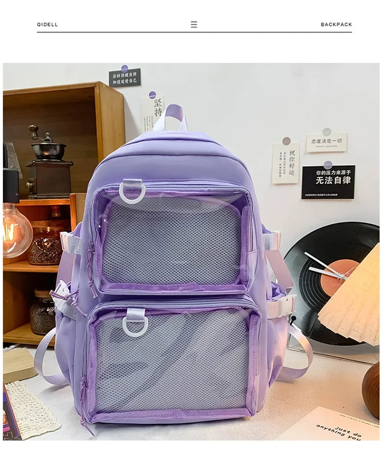 Japanese Kawaii Itabag Women New 2026 Transparent Backpack Women Large Capacity Ita Backpack School Bags for College Student JK