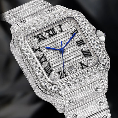 PINDU Design NEW Mozambique Diamond Mechanical Watch Men 8215 Movement Sapphire Stainless Steel Waterproof Fully Automatic Watch