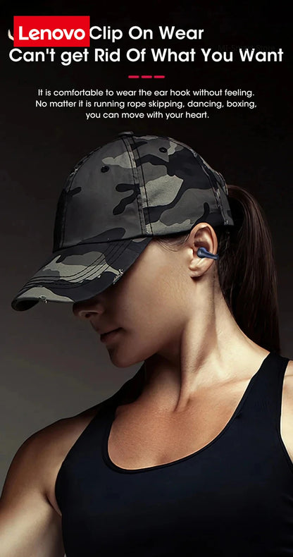 Lenovo Original Bone Conduction TWS Earbuds Ambie Sound Earcuffs Ear Earring Wireless Bluetooth Earphones Sport Headset