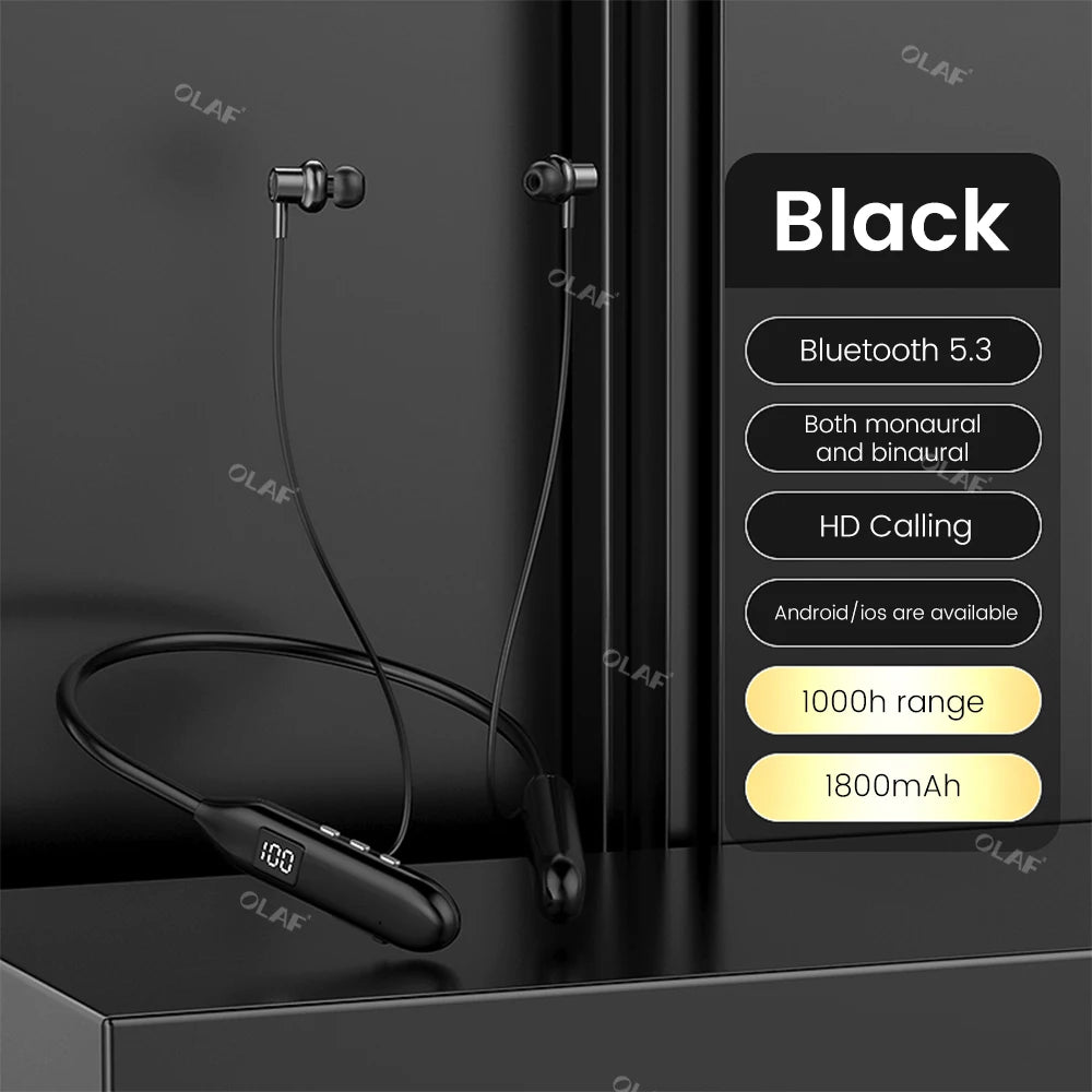 Sy8 Wireless Earphones Bluetooth 5.3 Neckband Headphones LED Super Power Waterproof Sport Magnetic Headset Handfree with Mic