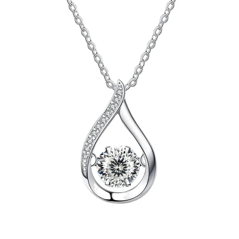 VVS1 D Color Moissanite Necklace For Women Fine Jewelry with GRA 925 Sterling Sliver Chain Plated 18k White Gold