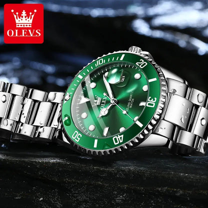 OLEVS Original Quartz Watch for Men Stainles Steel Waterproof Sports Watches Fashion Luxury Top Brand Men's Wristwatches 5885