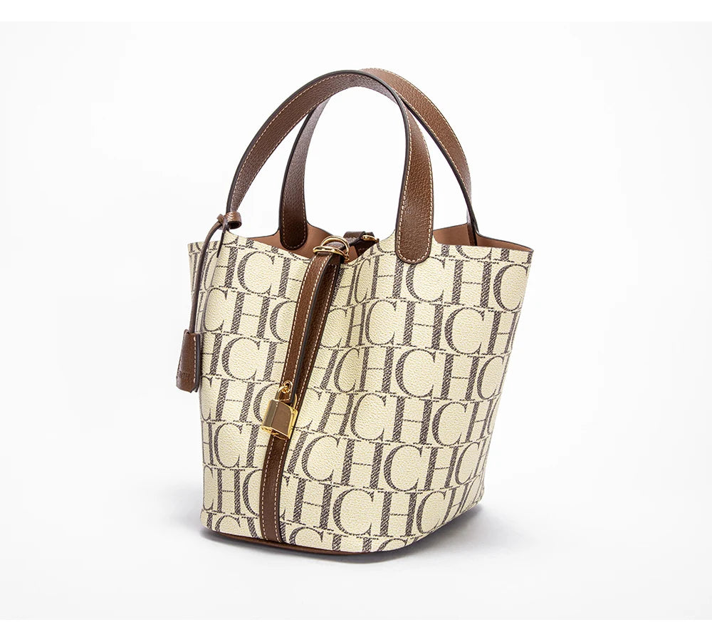 CH Large Capacity Commuter Travel Handbag Luxury Brand Fashion Texture Letter Printed Women's Shoulder Bag