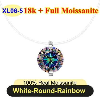 0.5ct-5ct Classic Fish Line Full Moissanite Necklace For Women S925 Silver Plated 18k D Color VVS1 Women's Moissanite Chain Gift