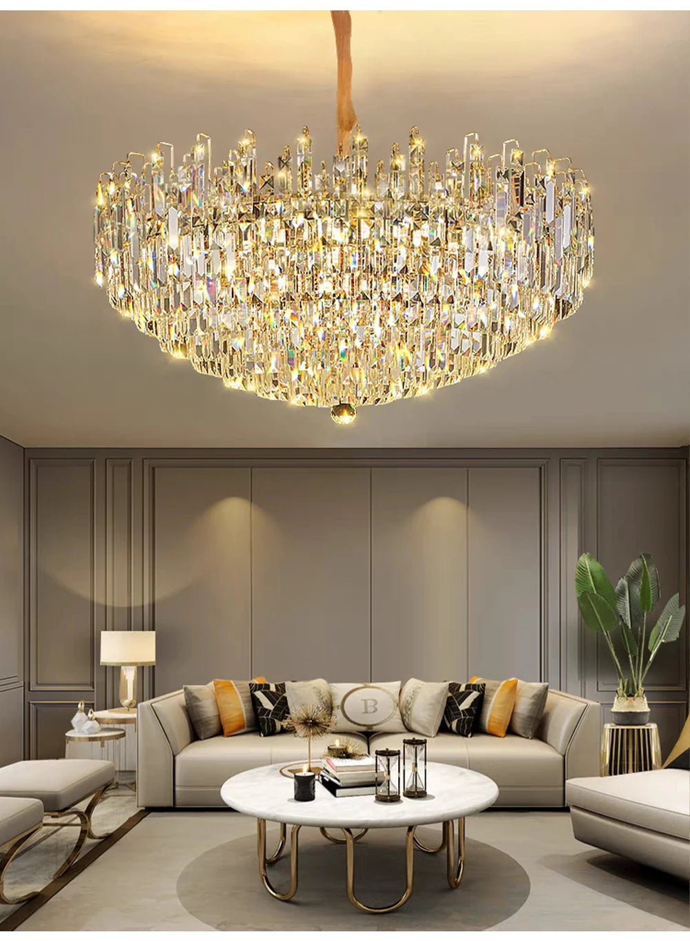 Modern Crystal Pendant Luxury Ceiling Chandelier LED Hanging Lamp for Living Dining Room Bedroom Home Decor Gold Luster Lighting