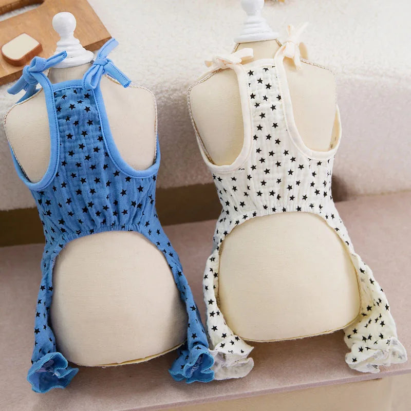 Dog Jumpsuit Pajamas Dog Clothes Summer Blue Beige Puppy All-In-One Tracksuit For Small Dogs Chiwawa Yorks Puppy Pijamas Onesie