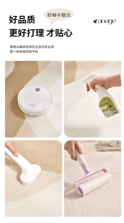 Cream Style Living Room Decoration Rug Light Luxury Rugs for Bedroom Fluffy Soft Cloakroom Carpet Household Washable Floor Mat