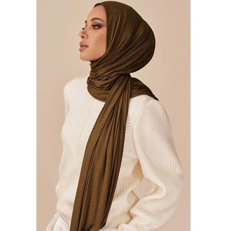 Ramadan Modal Cotton Jersey Hijabs For Woman Long Muslim Shawl Plain Soft Turban Niqab Head Wraps Scarf Women Hijab