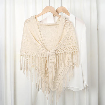 Hot Sale Knitted Cotton Tassels Shawls Scarf Woman Soft High Quality Wraps Ladies Travel Beach Cape Femme Hollow Fashion Scarves