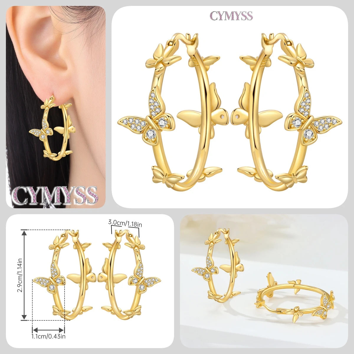 Original 925 Sterling Silver Heart Vintage Luxury Earrings Fashion 18K Gold Hoop Earrings for Women Piercing Jewelry Aretes 2026