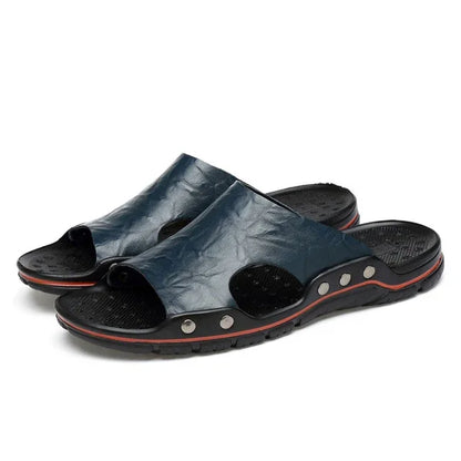 Men Summer Slippers Breathable Luxury Sandals Shoes Beach Classics Leather Mens Slippers Outdoor Flip Flop Indoor Slides Man