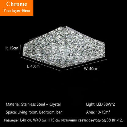 Modern Nordic Luxury Crystal LED Ceiling Light Gold Chrome Flush Mount Lamp for Living Dining Room Bedroom Home Decor Lighting