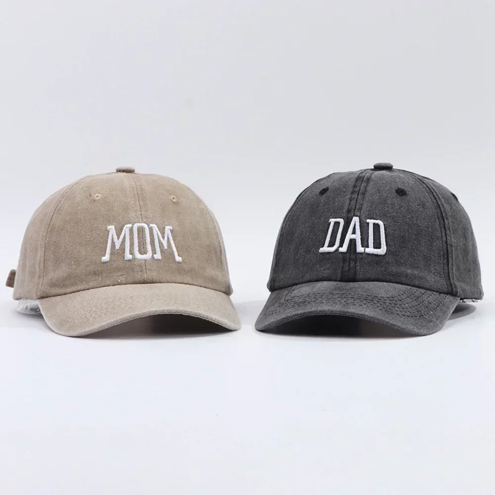 DAD MOM Embroidered Baseball Hat Men's and Women's Retro Vintage Fashion Outdoor Couple Hat Hip Hop Hat