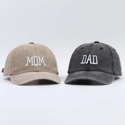 DAD MOM Embroidered Baseball Hat Men's and Women's Retro Vintage Fashion Outdoor Couple Hat Hip Hop Hat