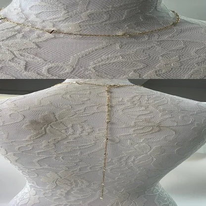Elegant Crystal Bride Back Chain Necklace Dress Accessories Gift Fashion Round Rhinestone Backless Necklace Wedding Body Jewelry