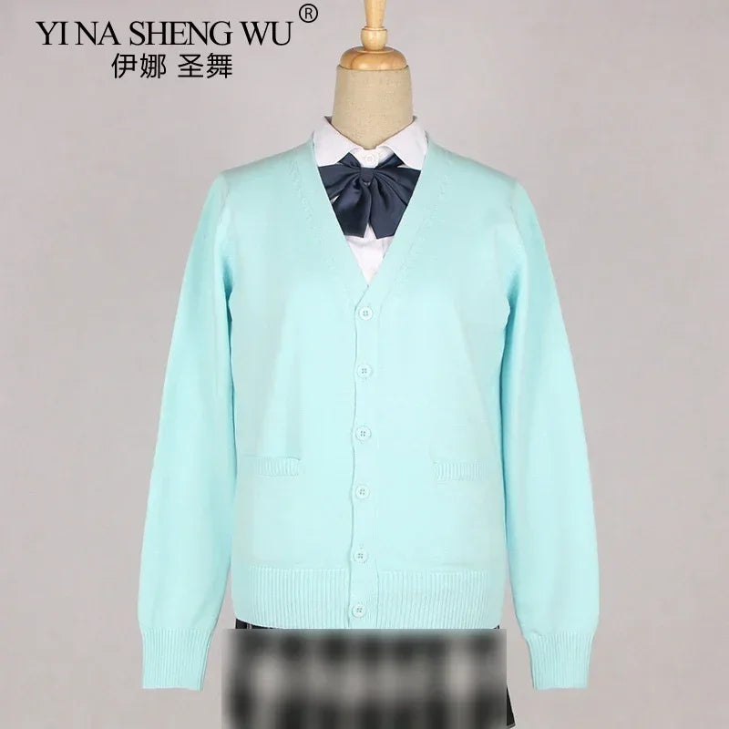 School JK Uniform Sweater Coat Anime Cosplay Costumes Cardigan Outerwear Sweater 16 Colour Long Sleeve Knitting Coat For Girls