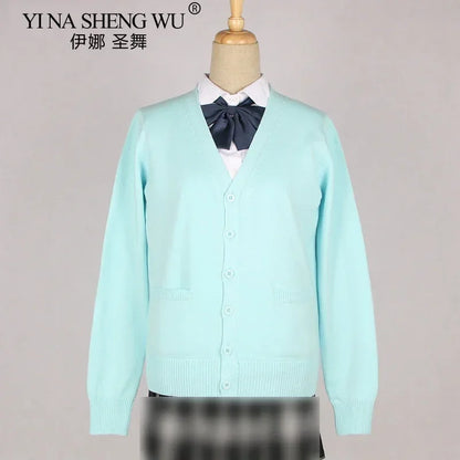 School JK Uniform Sweater Coat Anime Cosplay Costumes Cardigan Outerwear Sweater 16 Colour Long Sleeve Knitting Coat For Girls