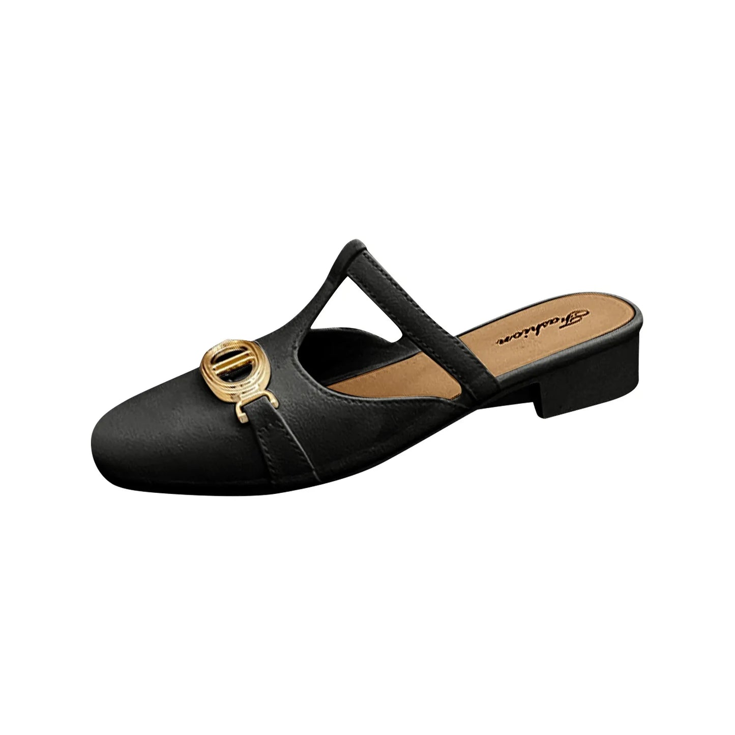 Fashion Summer Sandals Women Low Heel Retro Luxury Metal  Women's Shoes Wear-resistant Daily Walk Slippers