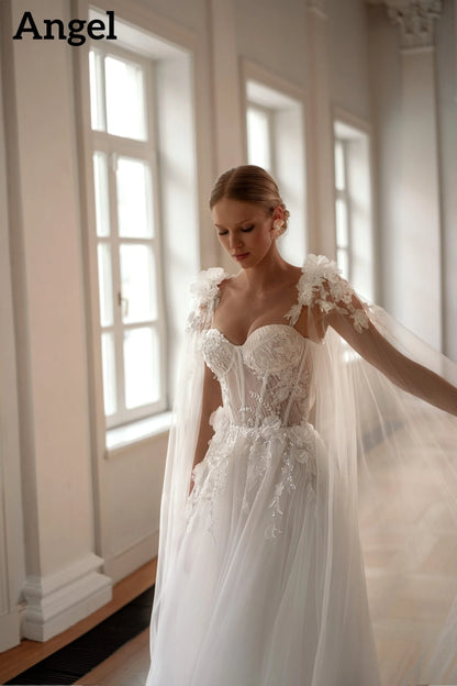 ANGEL Princess Lace Wedding Dresses 2026 Applique Luxury Long Bride Dress A-line Tulle Sexy Bridal Gown Vestidos De Novia Custom