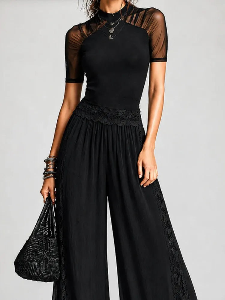 Solid Color Women Jumpsuits For Summer Autumn Short Sleeve Loose Fashion Streetwear Overalls Wide Leg Pants Trousers 2026