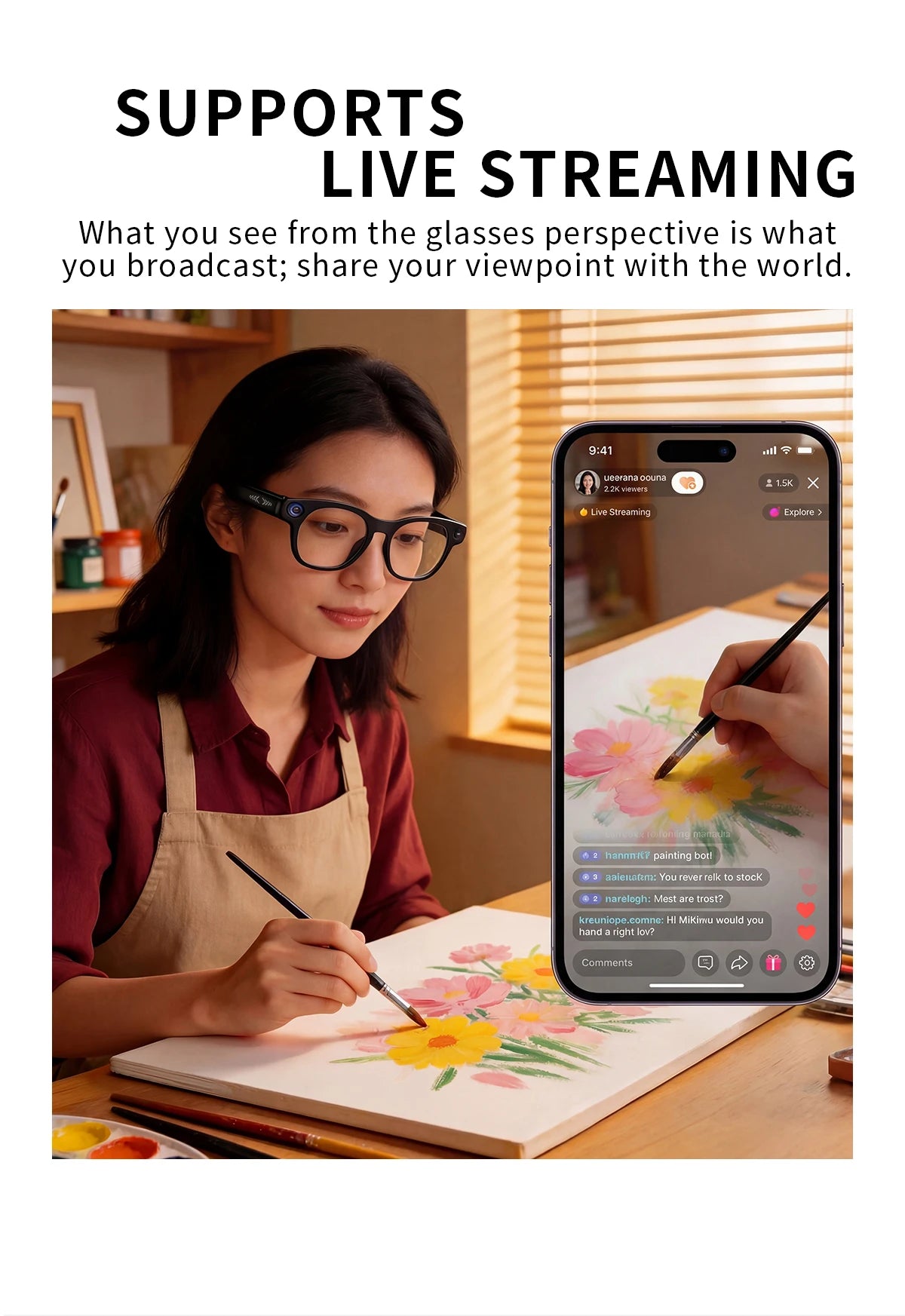 2026 Smart Glasses 800W HD Camera 1080P Audio&Video Translation Intelligent AI Large Model music playback 290mAh Smart Glasses