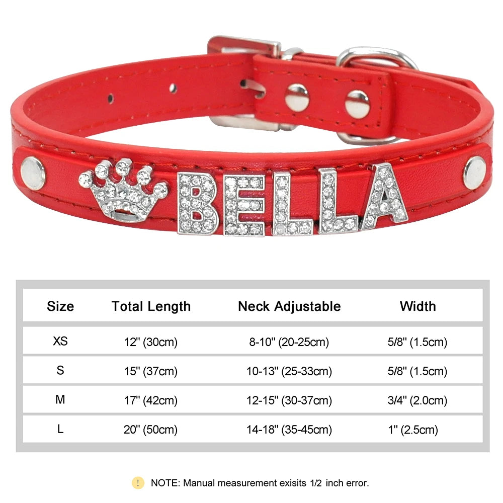 Personalized Small Dogs Chihuahua Collar Bling Rhinestone Dog Collars Free Custom Pet Dogs Cats Name Charms Pet Accessories