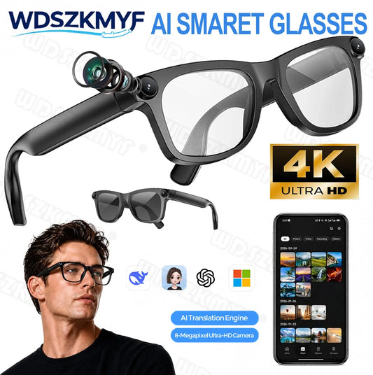 Smart AI Glasses 4K 800W HD Camera Video Recording Voice Call Intelligent AI Translation GlassesBluetooth Music Sunglasses