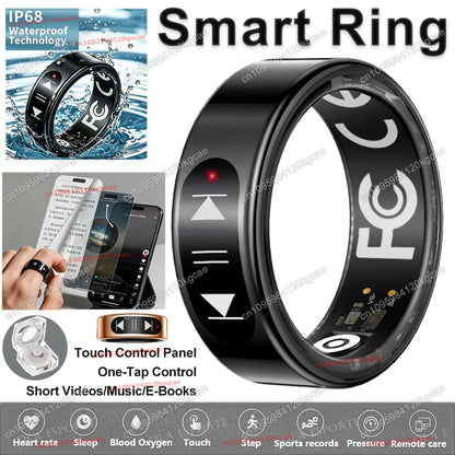 Smart Ring Video Controls,Sswipe up/down to turn pages,Music controls,Heart Rate Blood Oxygen Monitor,5ATM Waterproof Rings 2026