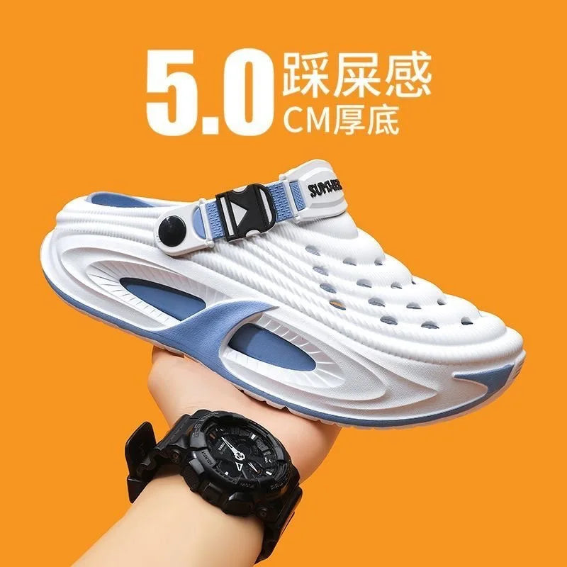 Mens Summer Clogs  Thick Sole Outdoor Beach Slides Non-slip Closed Toe Slippers For Men Women Driving Shoes Breathable Outdoor
