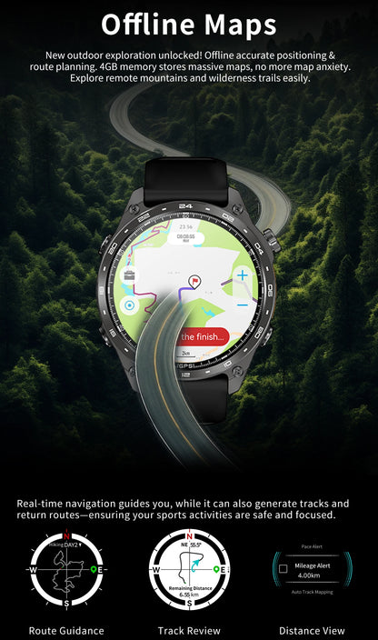 2026 HD300 Pro GPS Smart Watch for Outdoor Sports Offline Map 5.4Bluetooth Call Waterproof Health Travel Diving Smartwatch