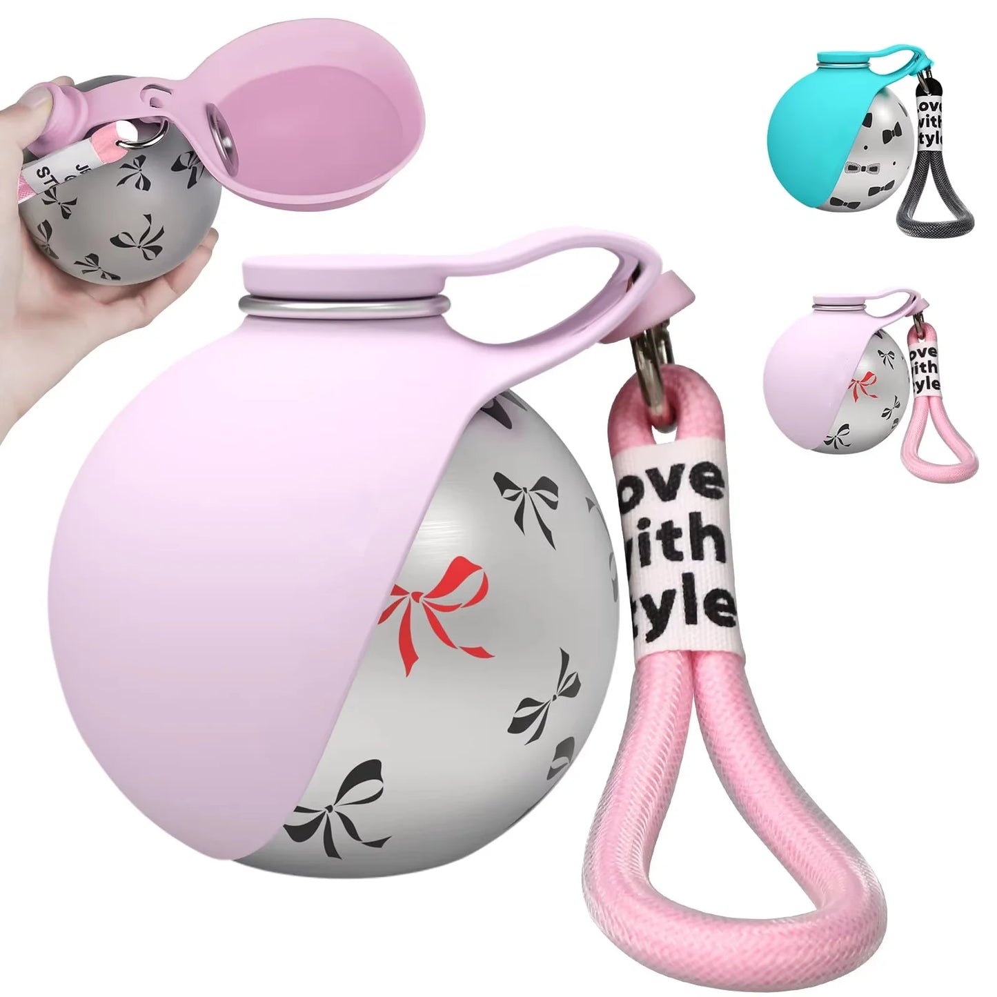 2-in-1 Portable Leak-Proof Compact Dog Travel Water Bottle Stainless Steel Silicon for Small Dogs