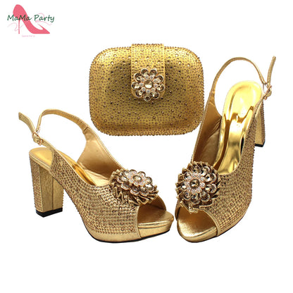 The US Duty Free Wine Color New Coming Italian Women Shoes and Bag Set with Platform Nigerian Lady Pumps for Garden Party