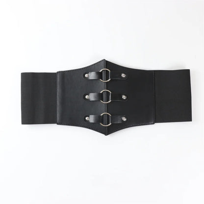 Dark Gothic PU Wide Waistband - Steampunk Decor Corset, Festival Y2K Babe Outfit Statement Belt