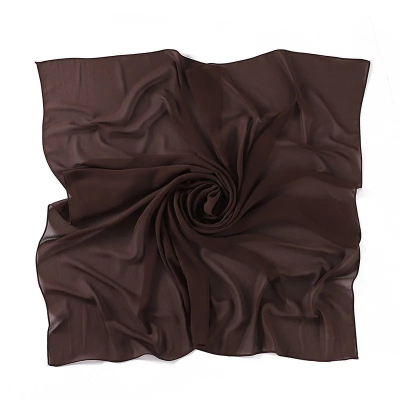90*90CM Headwrap Heavy Chiffon Square Scarf Muslim Hijabs Women Underscarf Fashion Casual Plain Color Hijab